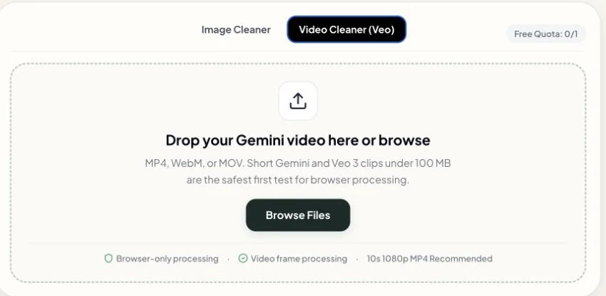 Gemini Watermark Remover image and video mode selector